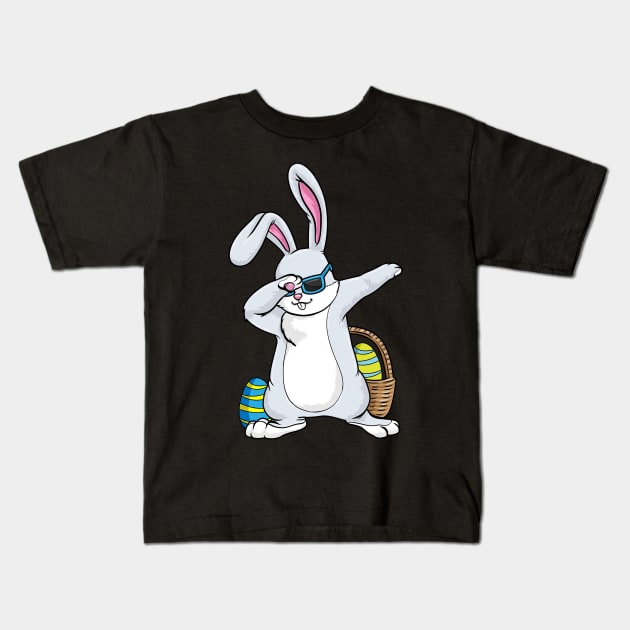 Cool easter bunny with eggs in a basket Kids T-Shirt by Markus Schnabel